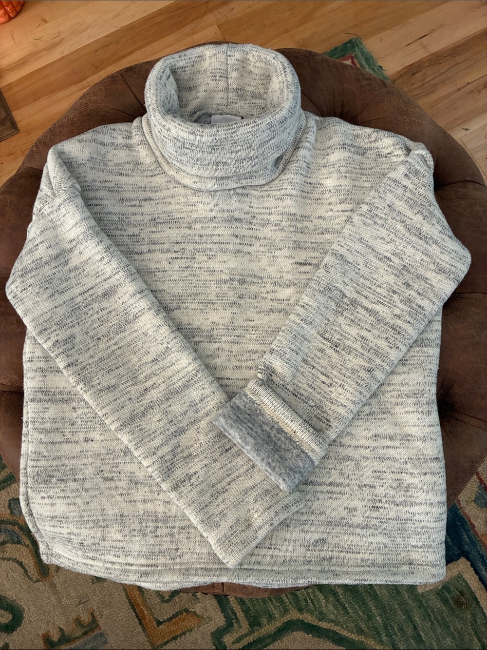 Columbia Light Heather Gray Marled Cowl Neck Sweater